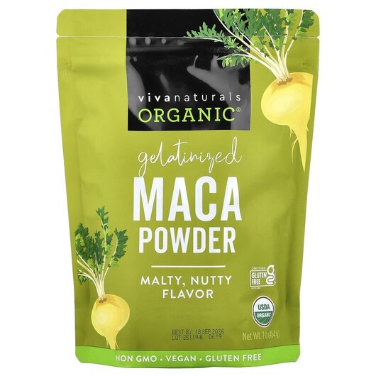 Основное фото товара Viva Naturals, Мака, Organic Gelatinized Maca Powder, 454 г