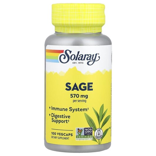 Основное фото товара Organically Grown Sage 285 mg, Экстракт листьев шалфея 285 мг, 10