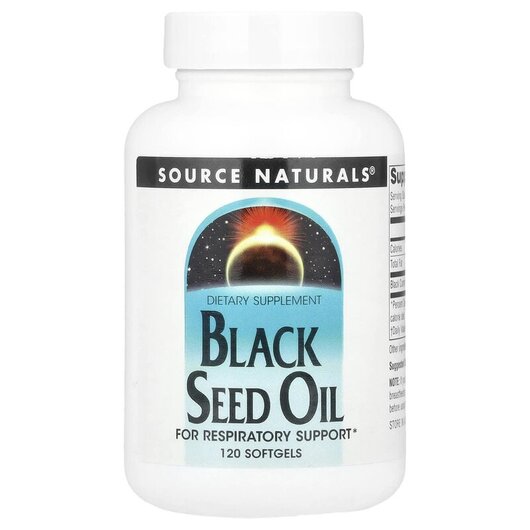 Основне фото товару Source Naturals, Black Seed Oil 120, Чорне масло з насіння, 120 к