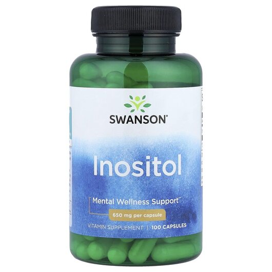Основне фото товару Swanson, Inositol 650 mg, Вітамін B8 Інозитол, 100 капсул