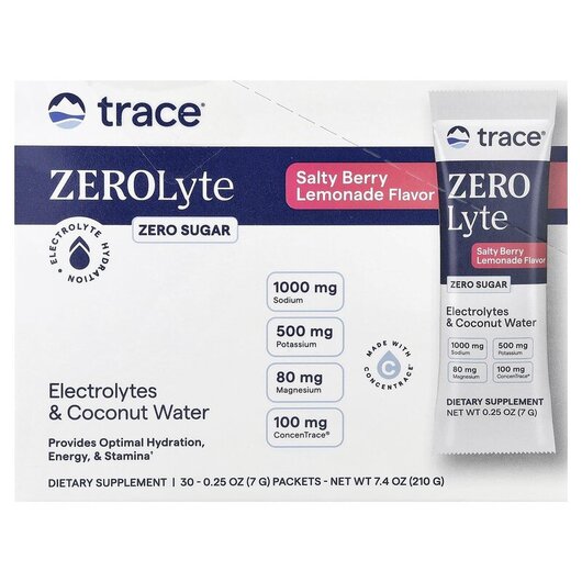 Основное фото товара Trace, Электролиты, TM Sport ZeroLyte Electrolyte Lemonade, 30 шт