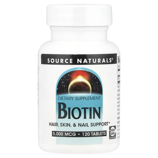 Основное фото товара Biotin 5000 mcg Основное фото товара Source Naturals, Биотин 5000 мкг, Biotin 5000 mcg 120, 120 таблет