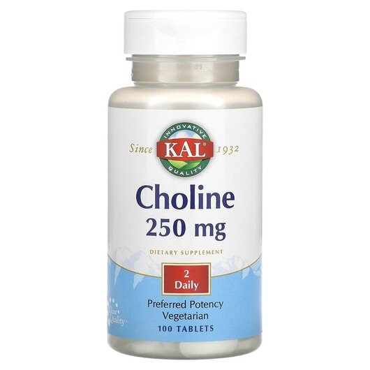Основне фото товару KAL, Choline 250 mg, Вітамін B4 Холін, 100 таблеток