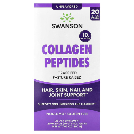 Основне фото товару Swanson, Collagen Peptides Unflavored, Колаген, 20 шт