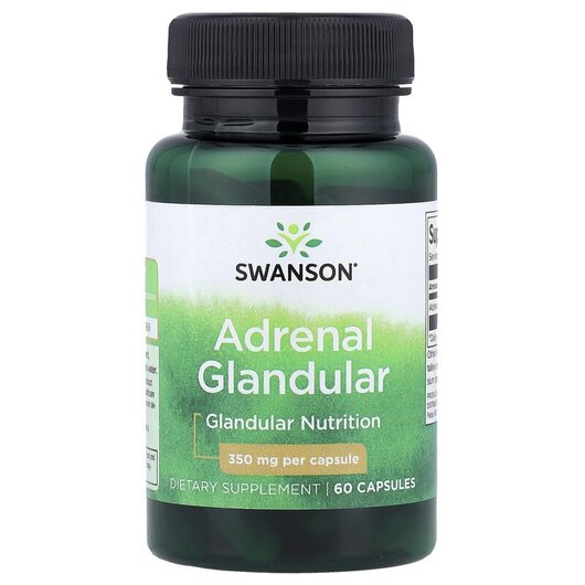 Основне фото товару Swanson, Adrenal Glandular 350 mg, Підтримка наднирників, 60 капс