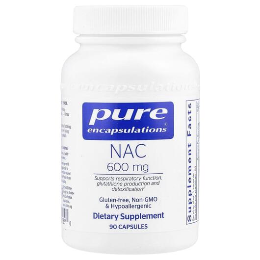 Основне фото товару NAC 600 mg Основне фото товару Pure Encapsulations, NAC 600 mg, N-ацетилцистеїн, 90 капсул