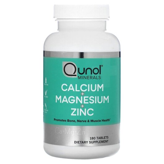 Основное фото товара Calcium + Magnesium + Zinc Основное фото товара Qunol, Кальций магний цинк, Calcium + Magnesium + Zinc, 180 табле