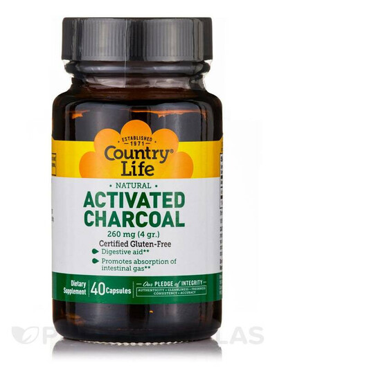 Основное фото товара Activated Charcoal 260 mg Основное фото товара Активированный уголь, Activated Charcoal 260 mg, 40 капсул
