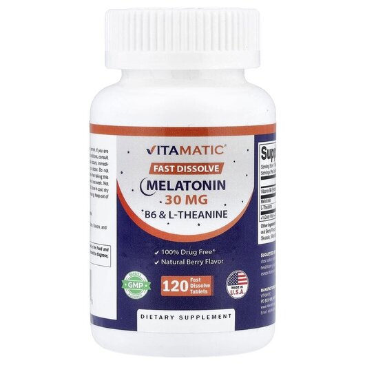 Основное фото товара Melatonin Natural Berry Основное фото товара Vitamatic, Мелатонин, Melatonin Natural Berry, 120 таблеток
