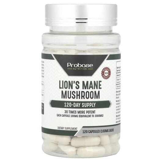 Основне фото товару Lion's Mane Mushroom 100 mg, Гриби Левова Грива, 120 капсул