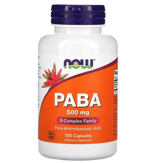 Основное фото товара NOW Foods, ПАБА 500 мг PABA, PABA 500 mg, 100 капсул