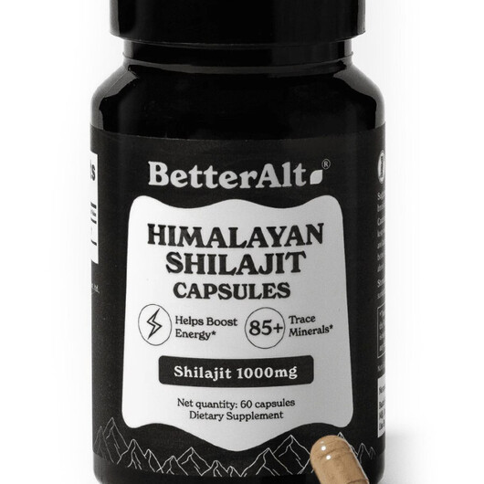 Основне фото товару Himalayan Shilajit Capsules Основне фото товару BetterAlt, Himalayan Shilajit Capsules, Шилайт, 60 капсул