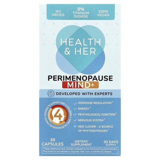 Основне фото товару Health and Her, Perimenopause Mind+, Підтримка менопаузи, 30 капс
