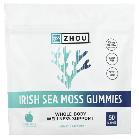 Основное фото товара Irish Sea Moss Gummies Green Apple Основное фото товара Irish Sea Moss Gummies Green Apple, Ирландский морской мох, 50 та