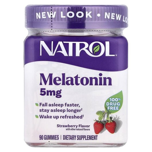 Основне фото товару Melatonin Sleep Strawberry 5 mg Основне фото товару Natrol, Melatonin Sleep Strawberry 5 mg, Мелатонін, 90 таблеток