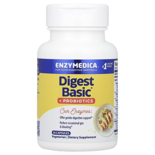 Основне фото товару Digest Basic + Probiotics, Ферменти + Пробіотики, 30 капсул