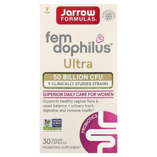 Основное фото товара Fem-Dophilus Ultra Основное фото товара Jarrow Formulas, Пробиотики, Fem-Dophilus Ultra, 30 капсул