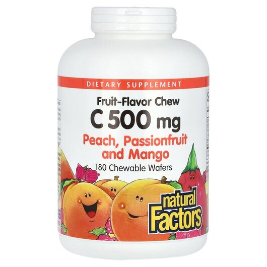 Основне фото товару Chew C 500 mg Peach Passionfruit & Mango Основне фото товару Chew C 500 mg Peach Passionfruit & Mango, Вітамін C Жувальний