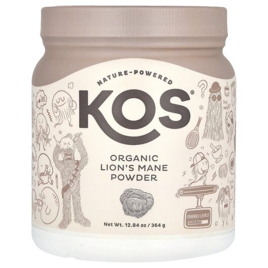 Основне фото товару KOS, Organic Lion's Mane Powder, Гриби Левова Грива, 364 г