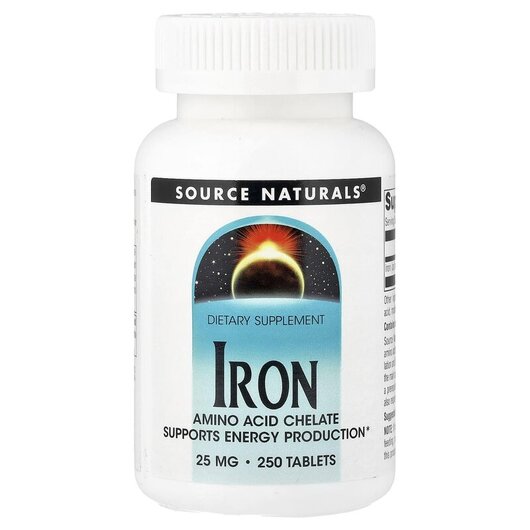 Основное фото товара Source Naturals, Железо 25 мг, Iron 25 mg 250, 250 таблеток