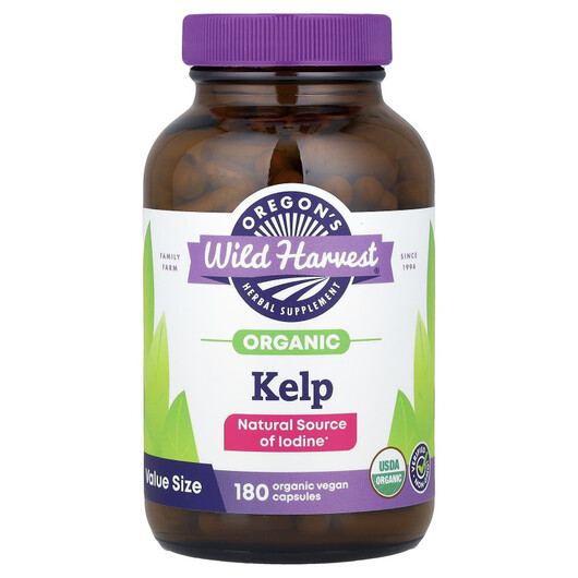 Основне фото товару Organic Kelp Основне фото товару Oregon's Wild Harvest, Organic Kelp, Ламінария, 180 капсул