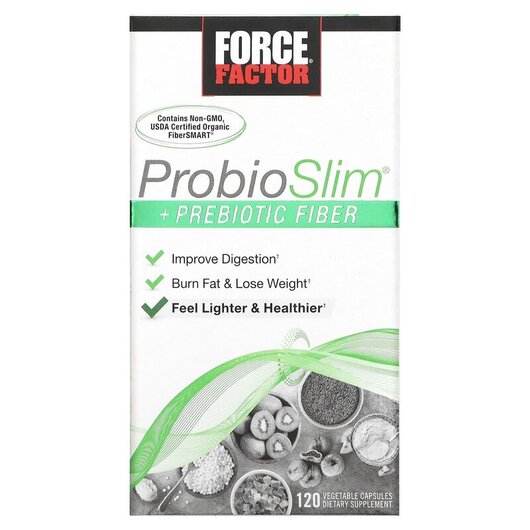 Основное фото товара Force Factor, Пребиотики, ProbioSlim + Prebiotic Fiber, 120 капсу