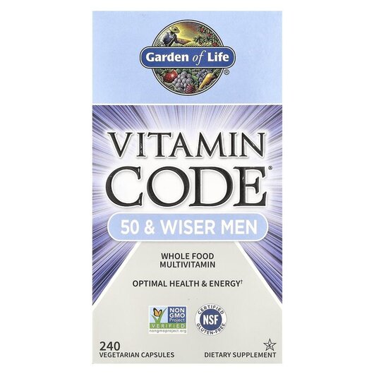 Основне фото товару Garden of Life, Vitamin Code 50 & Wiser Men, Вітаміни, 240 ка