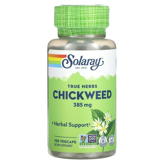 Основне фото товару Solaray, True Herbs Chickweed 385 mg, Зірочник середній, 100 капс