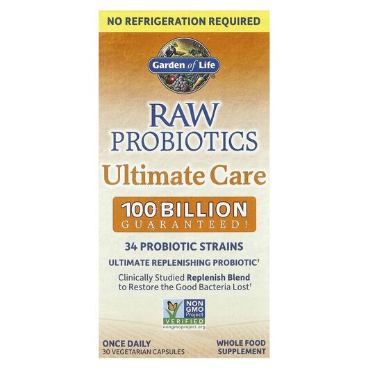 Основне фото товару Garden of Life, RAW Probiotics Ultimate Care, Пробіотики, 30 капс