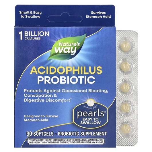 Основне фото товару Probiotic Pearls Acidophilus Основне фото товару Probiotic Pearls Acidophilus, Лактобактерії Ацидофілус, 90 капсул