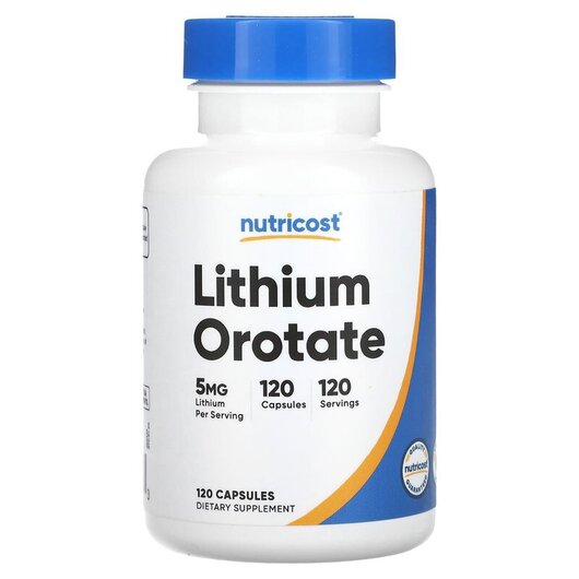 Основное фото товара Lithium Orotate 5 mg Основное фото товара Nutricost, Литий, Lithium Orotate 5 mg, 120 капсул