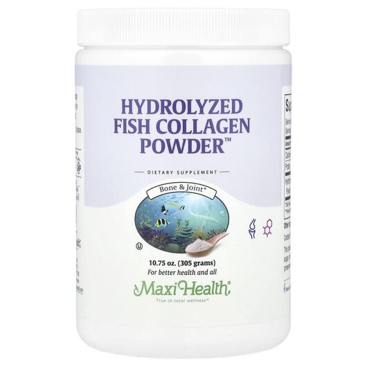 Основное фото товара Maxi Health, Коллаген, Hydrolyzed Fish Collagen Powder, 305 г
