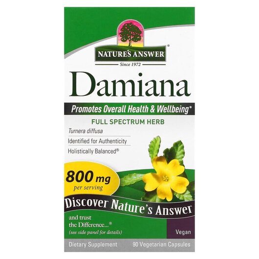 Основне фото товару Damiana Leaf 800 mg Основне фото товару Nature's Answer, Damiana Leaf 800 mg, Лист Даміана 800 мг, 9