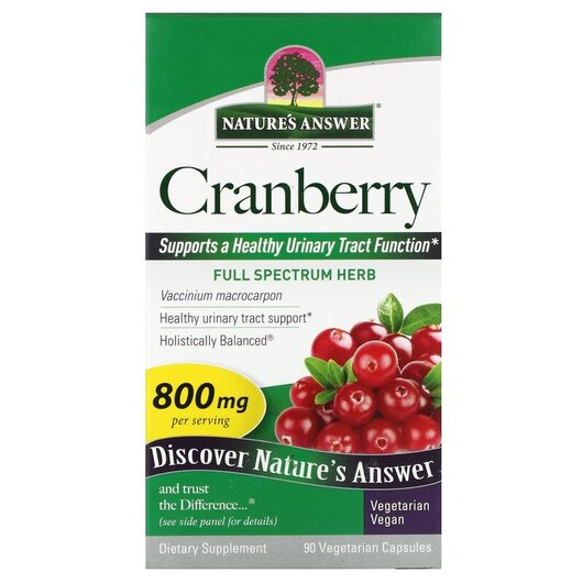 Основное фото товара Cranberry 800 mg Основное фото товара Nature's Answer, Клюква, Cranberry 800 mg, 90 капсул