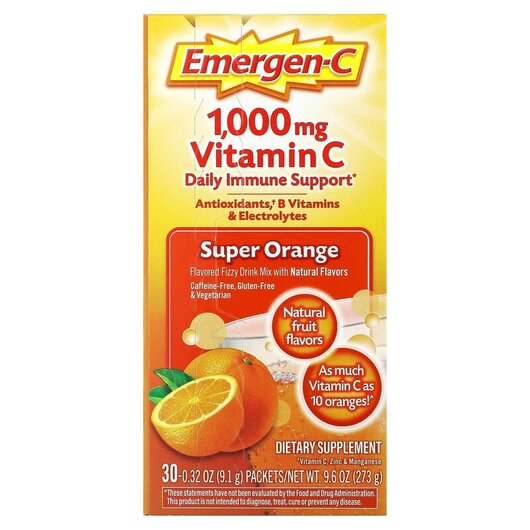 Основное фото товара Emergen-C, Витамин C, 1000 mg Vitamin C Orange, 30 шт