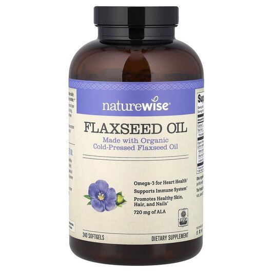 Основное фото товара Naturewise, Льняное Масло, Flaxseed Oil, 240 капсул