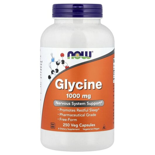 Основне фото товару Glycine 1000 mg Основне фото товару NOW Foods, Glycine 1000 mg, L-Гліцин, 250 капсул