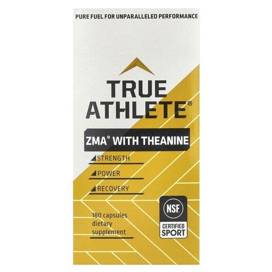 Основне фото товару ZMA With Theanine Основне фото товару True Athlete, ZMA With Theanine, ЗМА Цинк Магній B6, 180 капсул