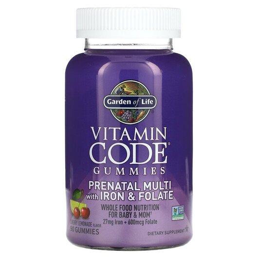 Основное фото товара Vitamin Code Gummies Prenatal Multi with Iron & Folate Cherry Lemonade Основное фото товара Vitamin Code Gummies Prenatal Multi with Iron &, Витамин C, 9