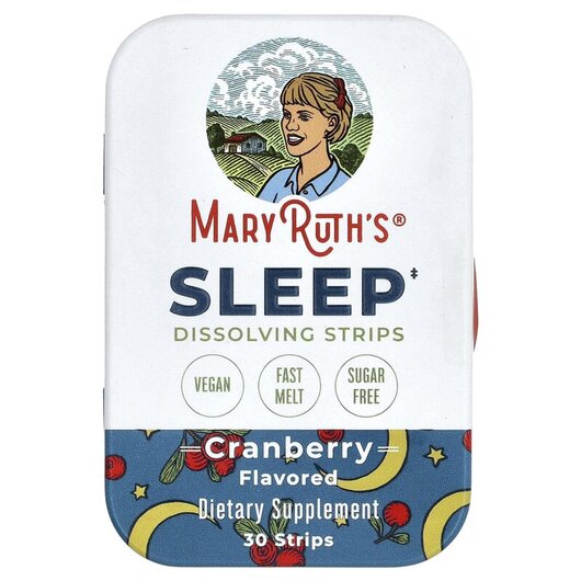 Основное фото товара Поддержка сна, Sleep Dissolving Strips Cranberry, 30 Strips