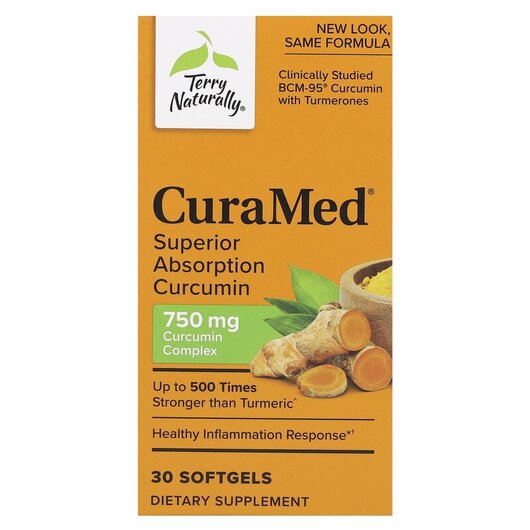 Основное фото товара CuraMed Superior Absorption Curcumin 750 mg Основное фото товара Куркумин, CuraMed Superior Absorption Curcumin 750 mg, 30 капсул
