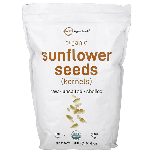 Основне фото товару Micro Ingredients, Organic Sunflower Seeds Unsalted, Сіль, 1814 г