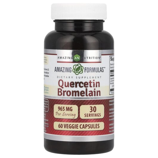 Основне фото товару Amazing Nutrition, Quercetin Bromelain, Кверцетин, 60 капсул