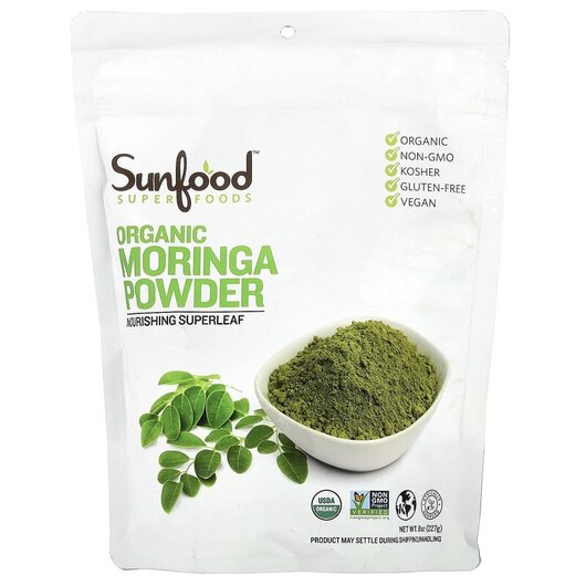 Основное фото товара Sunfood, Моринга, Organic Moringa Powder, 227 г