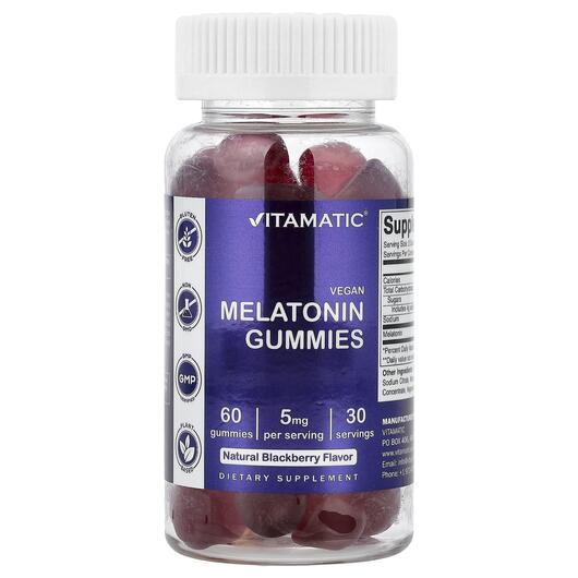 Основное фото товара Vegan Melatonin Gummies Natural Blackberry Основное фото товара Мелатонин, Vegan Melatonin Gummies Natural Blackberry, 60 таблето