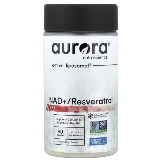 Основне фото товару Aurora Nutrascience, NAD+ / Resveratrol, Нікотинамід НАД+, 60 кап