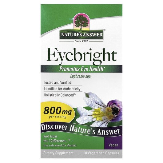 Основне фото товару Eyebright 800 mg Основне фото товару Nature's Answer, Eyebright, Очанка 800 мг, 90 капсул