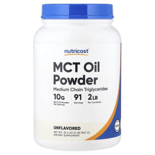Основное фото товара Nutricost, МСТ Триглицериды, MCT Oil Powder Unflavored, 907 г