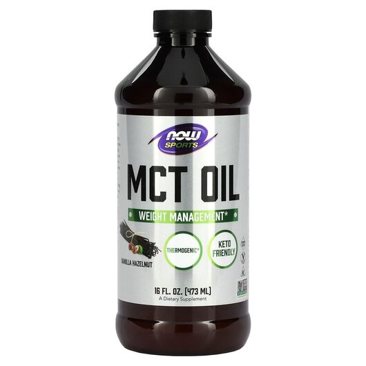 Основне фото товару Sports MCT Oil Vanilla Hazelnut Основне фото товару NOW Foods, Sports MCT Oil Vanilla Hazelnut, MCT Олія, 473 мл