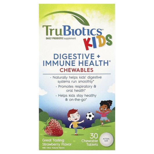 Основне фото товару Kids Digestive + Immune Health Chewables Strawberry Основне фото товару Kids Digestive + Immune Health Chewables, Пробіотики для дітей, 3